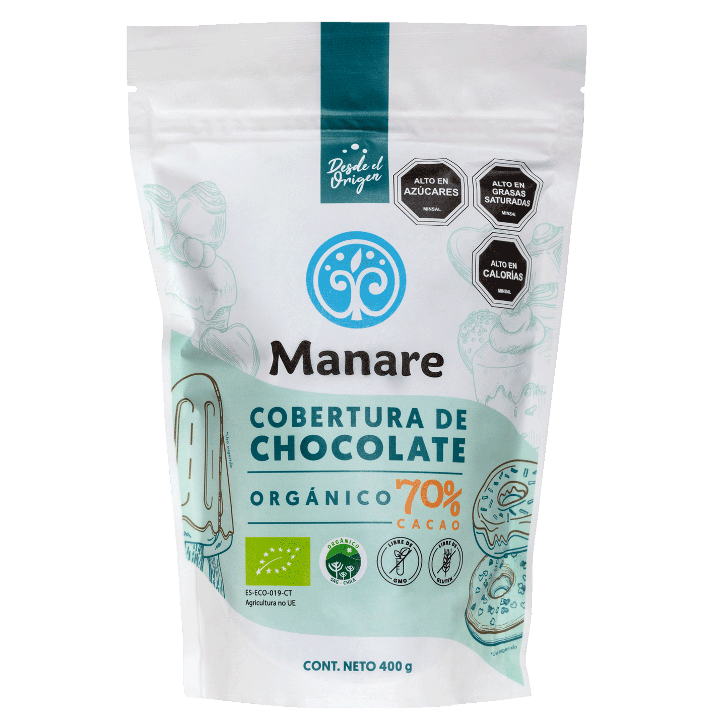 Cobertura de Chocolate Orgánico 70% Cacao 400 g