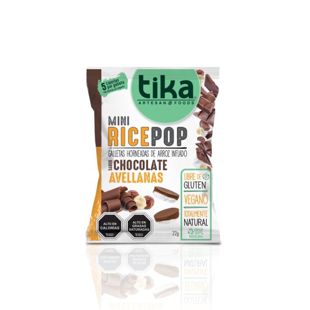 Tika Mini Rice Pop Chocolate Avellanas 22 g